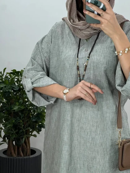 مانتو جلو بسته لینن لیانا کد 3262 (ایراد دار)
