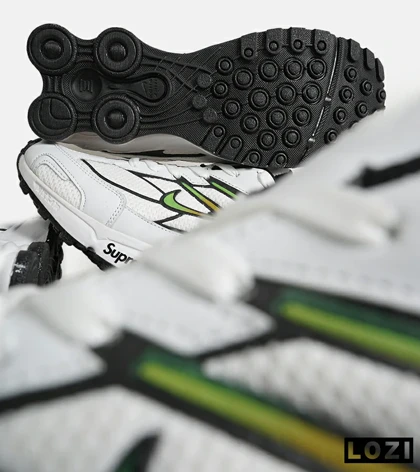 کفش کتانی مردانه سفید سبز نایک NIKE x SUPREME shox ride 2 مدل 7057