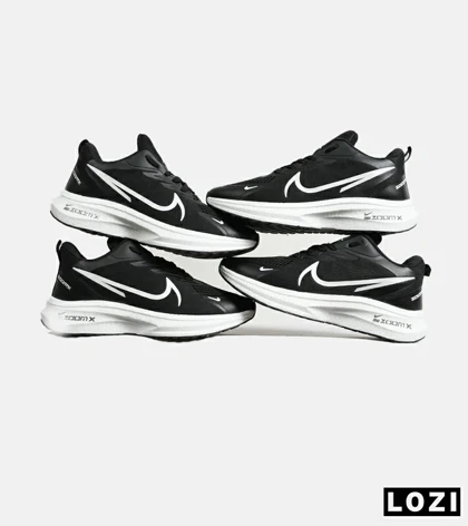 کفش کتانی مردانه مشکی سفید NIKE zoom x