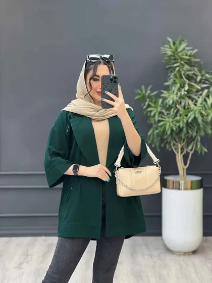مانتو جلو زیپ آستین پاگن