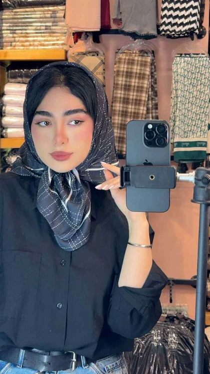 مینی‌اسکارف نخی کالکشن مشکی سفید