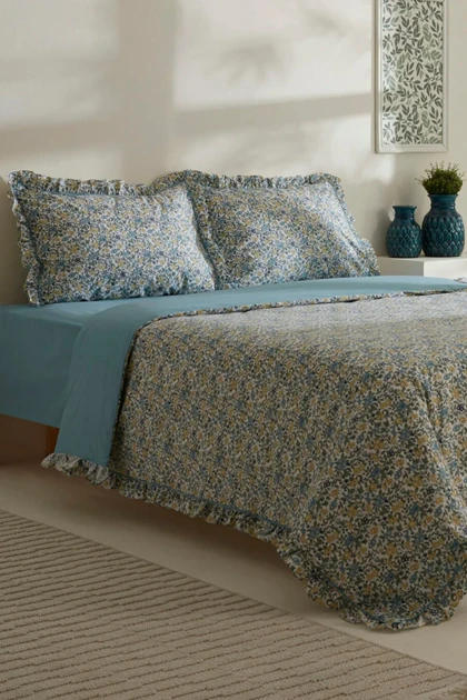 سرویس روتختی دو نفره Karaca Home مدل Minay پنبه - آبی