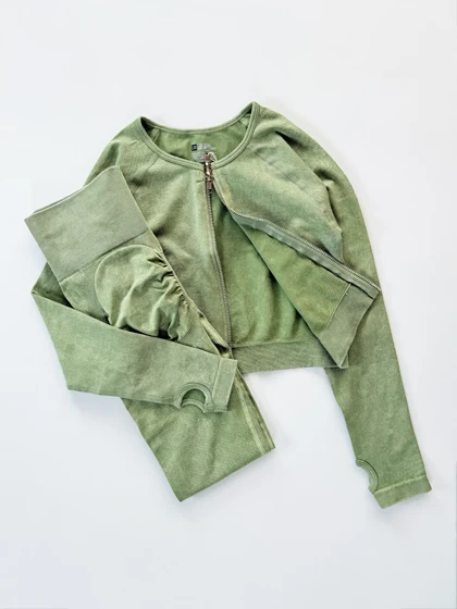 ست سویشرت فینگر دار دو زیپ و لگ پشت چروک ورزشی سیملس برفکی