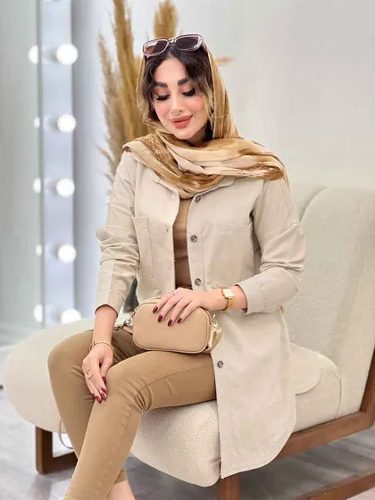 مانتو دو جیب ستین