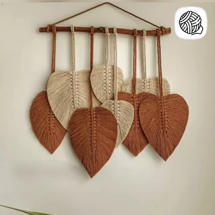 دیوار کوب مکرومه بافی مدل پر برگ کد 03 (طول50cm)