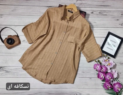 شومیز مانتویی پاگون دار راه راه کد 50221