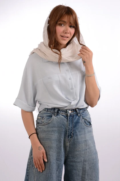 شومیز گره‌ای کریستال جیب نما