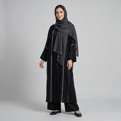 مانتو زنانه عبایی مجلسی راه راه