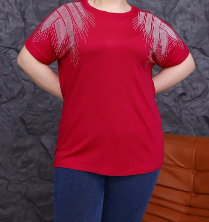 بلوز زنانه ویسکوز نگین‌دار طرح بال فرشته