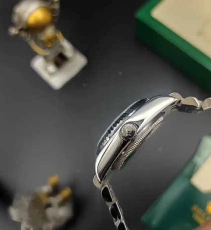 ساعت رولکس دیت جاست مردانه نقره ای صفحه سفید ایندکس نگین Rolex Datejust