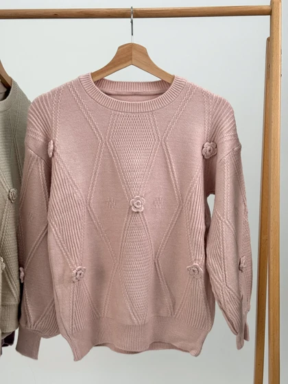 بافت آستین پفی گل‌دار