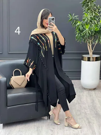 مانتو بلند طرح دار ترکیبی