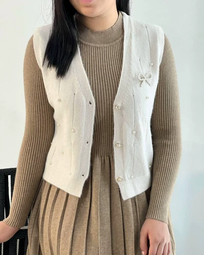 جلیقه بافت سنجاق پاپیون کد5220