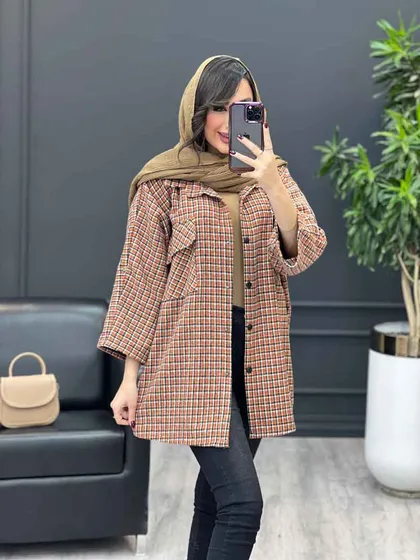 شکت چهارخونه آستین کیمینو