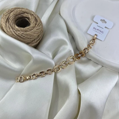 دستبند زنانه ژوپینگ مدل آمیتیس طرح زنجیری نگین‌دار طلایی