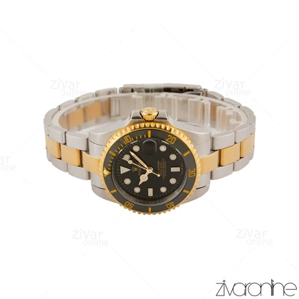 ساعت رولکس ساب مارینر زنانه دورنگ طلایی صفحه مشکی 105467
