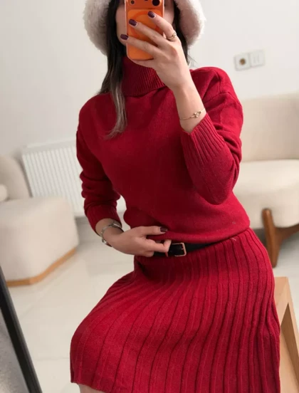 ست یقه اسکی با دامن کوتاه 3467
