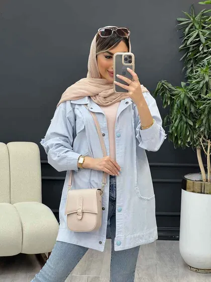 مانتو برش هلالی آستین ریش