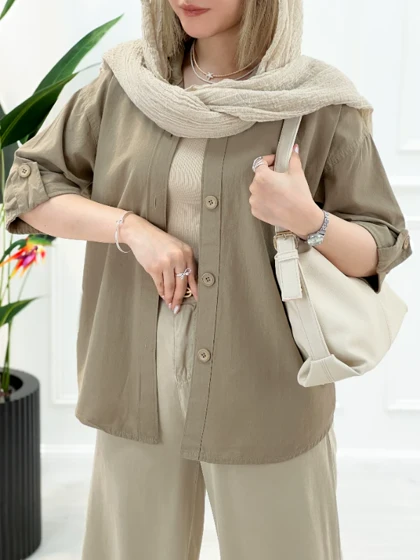 شومیز زنانه باکسی آستین سه ربع