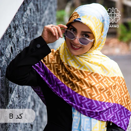 روسری ابریشم مودال چند رنگ فندی