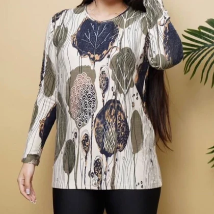 بلوز زنانه موهر نگین‌دار مجلسی پاییزی