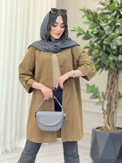 مانتو بغل سه دکمه جیب دوبل