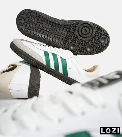کفش کتانی مردانه و زنانه سفید سبز ADIDAS Samba