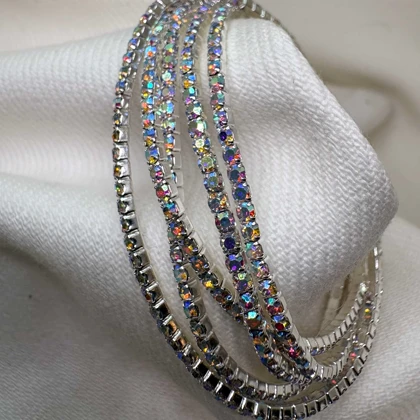 دستبند استیل طرح «تنیسی» هفت رنگ | تک‌ردیفه (فروش دانه‌ای)