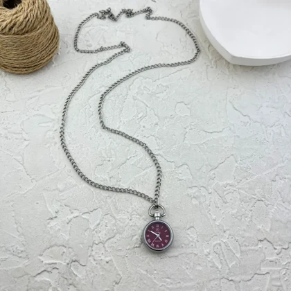 گردنبند فانتزی طرح ساعت با زنجیر بلند