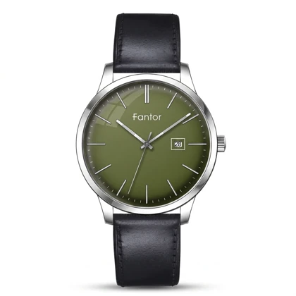 ساعت مچی مردانه فانتور مدل WF1037GB-01 صفحه سبز بند چرم مشکی