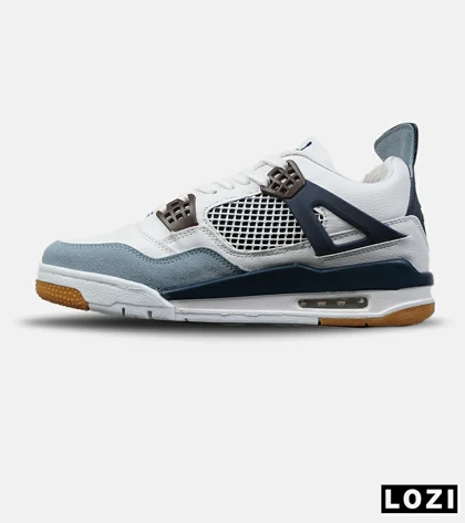کتانی ساق‌دار زنانه و مردانه سفید آبی Nike air jordan 4 مدل 8242