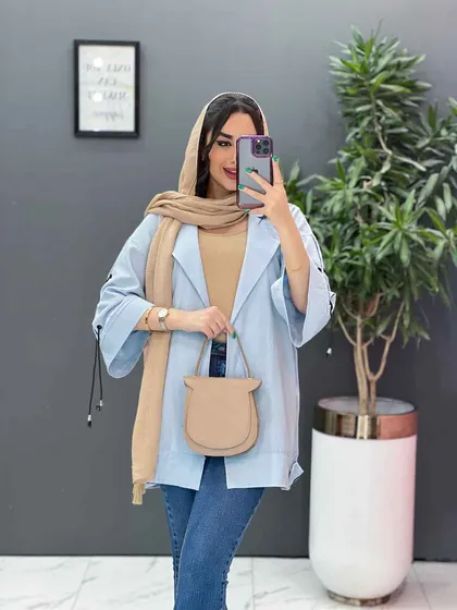 مانتو لینن آستین گت ضربدری
