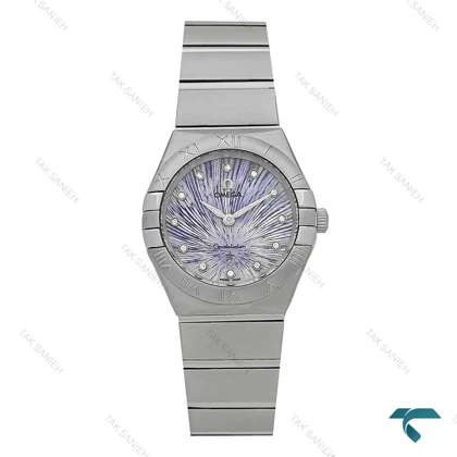 ساعت امگا کانسلیشن زنانه سیلور صفحه طرحدار یاسی Omega-7638-L
