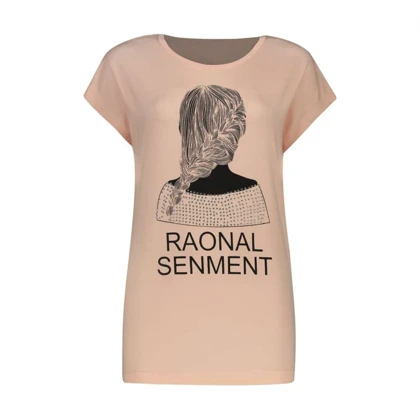 تیشرت زنانه ویسکوز نگین‌دار طرح گیسو