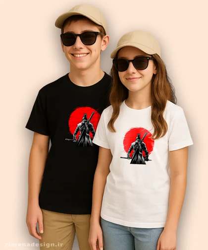 تیشرت بچگانه مدل One-armed Wolf red sun 2