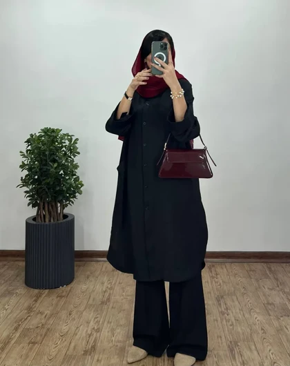 مانتو بلند جلو دکمه آتنا 1