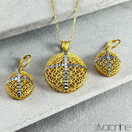 نیم ست طلایی نقره ای طرح طلا 10161