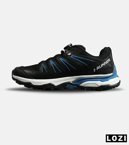 کفش کتانی مردانه و زنانه مشکی آبی I-Runner مدل 7908