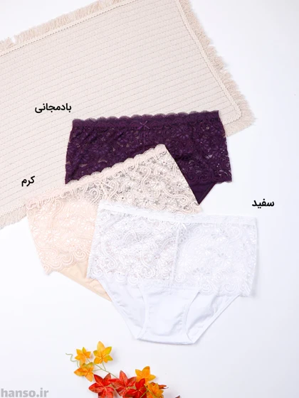 شورت زنانه اسلیپ بغل پهن نخی گیپور روژان Rojan سایز XL کد 5587