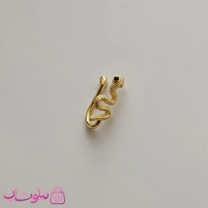 پیرسینگ فیک بینی یا گوش طرح مار نگین‌دار طلایی کد 849