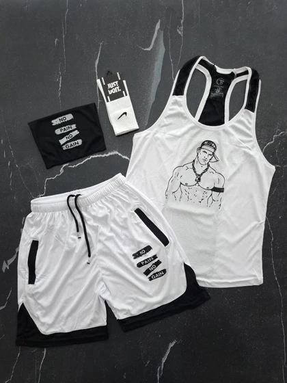 ست رکابی و شلوارک + اسکارف و جوراب بدنسازی