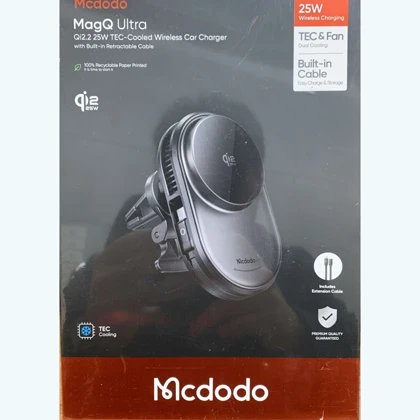 هولدر موبایل ماشین و شارژر وایرلس 25 وات مک دودو مدل CH-840 با فن