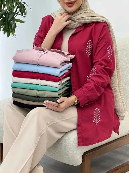 شومیز لینن گندم