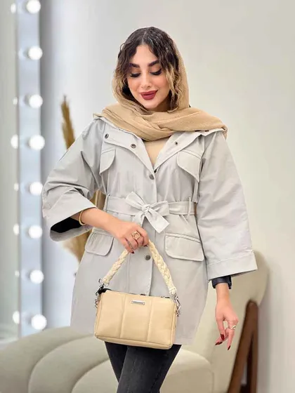 بارانی جیب پاکتی کمر دار
