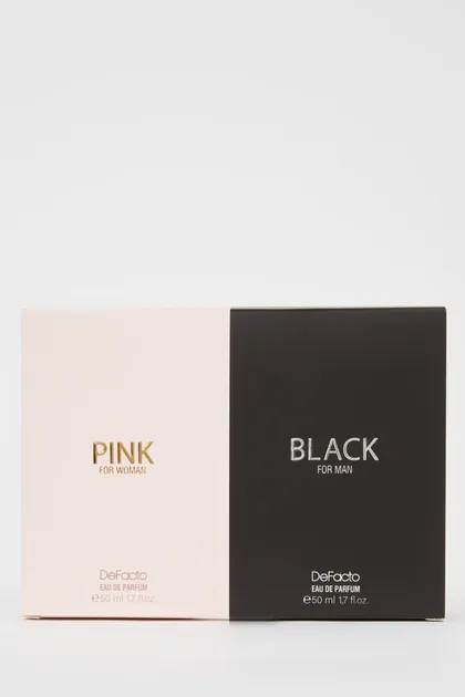 عطر مردانه مشکی 50 میلی لیتری عطر زنانه صورتی 50 میلی لیتری ست 2 گیفت X9643AZNS