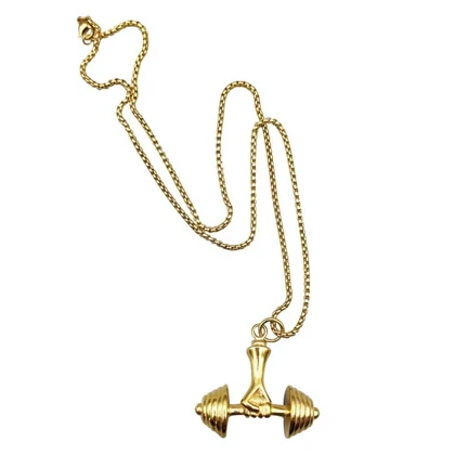 گردنبند استیل طرح دمبل مدل 7200