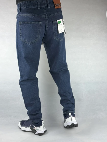 شلوار مردانه مام فیت آبی ساده 9