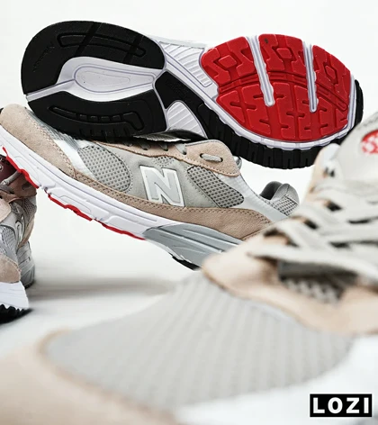 کفش کتانی بزرگ پا طوسی کرم NEW BALANCE 993