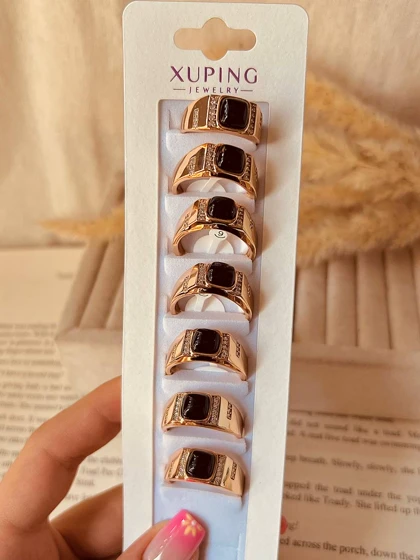 انگشتر زنانه و مردانه نگین مشکی ژوپینگ M86