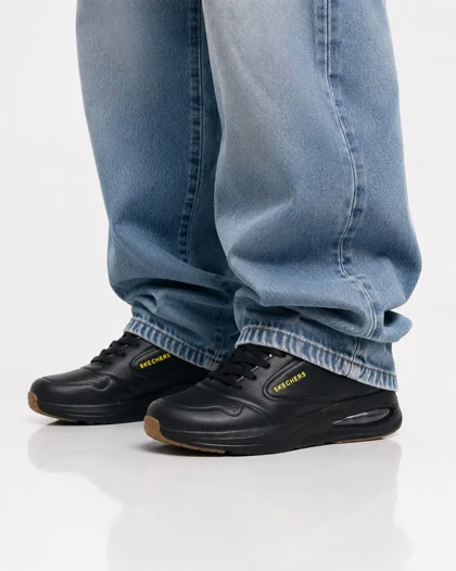 کفش کتانی رانینگ مردانه اسکیچرز زیره کپسولی مشکی SKECHERS